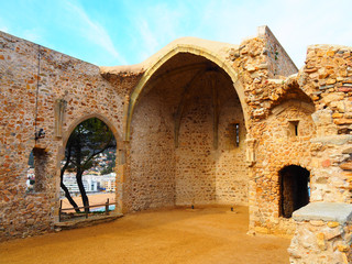 View of the ancient church in Tossa de Mar, Spain
