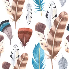 Printed roller blinds Watercolor feathers Hand drawn watercolor vibrant feathers seamless pattern