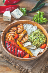 Chicken, avocado and rice bowl