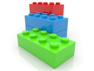 Colored toy bricks assembled in the form of a step