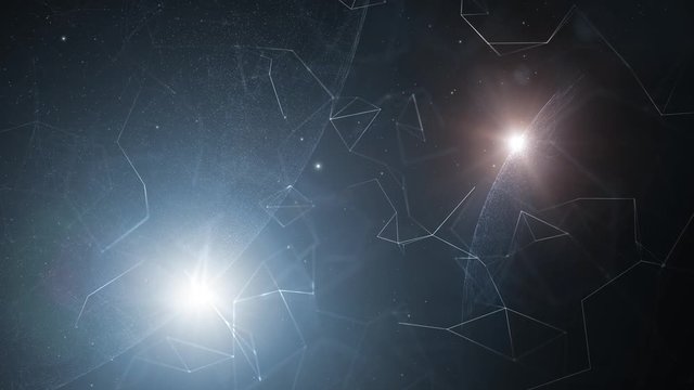 Artistic digital cosmos with stars and planets. Animation background.
