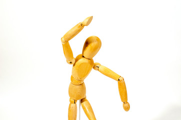 collection of wooden mannequin on white background