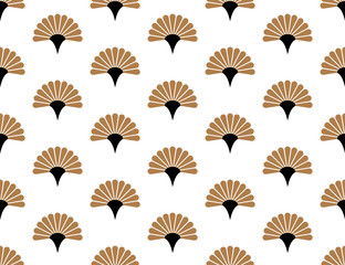Japanese handheld fan floral vector seamless pattern.