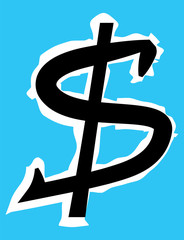 Fototapeta premium Dollar. Sign. Graphic image of a financial symbol. Blue,black color, flat.