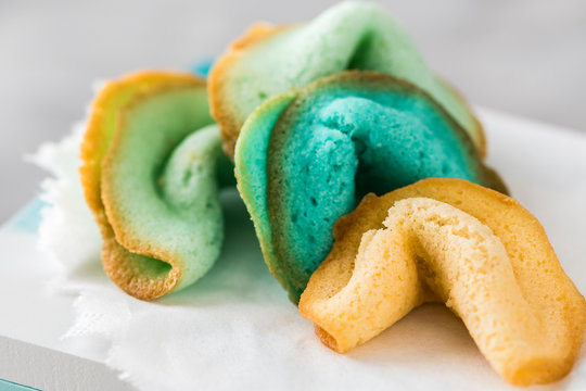 Closeup Of Homemade Colored Fortune Cookies