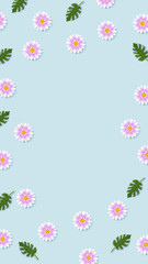 Beautiful exotic flower vector background with leaves