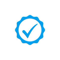 Blue check mark icon vector design, profile verified badge