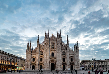 Duomo di Milano Cathedral in Duomo Square. (Piazza del Duomo or Duomo Square). Milano, Italy.