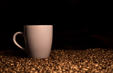 Roasted dark coffee beans background