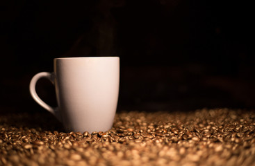 Roasted dark coffee beans background