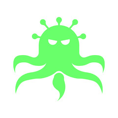 Evil Coronavirus (COVID-19) Cartoon Character of Pathogenic Bacteria. Vector Illustration Isolated On White Background