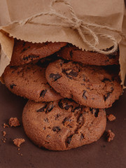 Chocolate cookies in a paper bag