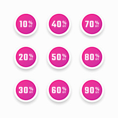 Discount badge with the various price sale tags. Sale of special offers. Set of labels for sale promotional marketing.