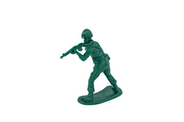 Green toy soldiers on white background. Soldier one on six models. (3/6) Picture fourteen on sixteen viewing angles. (14/16)