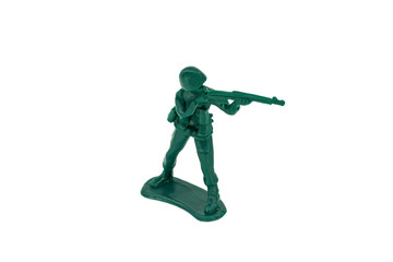 Green toy soldiers on white background. Soldier one on six models. (3/6) Picture sixteen on sixteen viewing angles. (16/16)