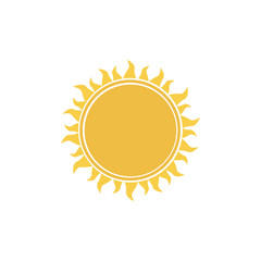 Flat sun Icon. Summer illustration. Sunlight symbol. Stock Vector illustration isolated on white background.