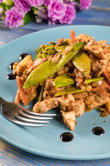 Fried chicken and vegetables