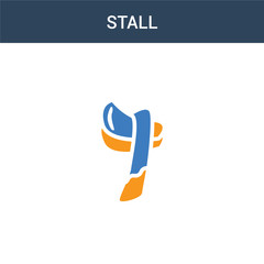 two colored Stall concept vector icon. 2 color Stall vector illustration. isolated blue and orange eps icon on white background.