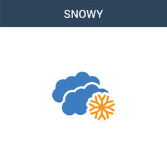 two colored Snowy concept vector icon. 2 color Snowy vector illustration. isolated blue and orange eps icon on white background.