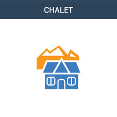 two colored Chalet concept vector icon. 2 color Chalet vector illustration. isolated blue and orange eps icon on white background.