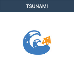 two colored Tsunami concept vector icon. 2 color Tsunami vector illustration. isolated blue and orange eps icon on white background.