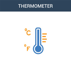 two colored Thermometer concept vector icon. 2 color Thermometer vector illustration. isolated blue and orange eps icon on white background.