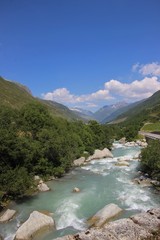 Naklejka na ściany i meble river in Swiss Alps