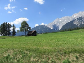Fototapeta na wymiar Swiss Alps with shed
