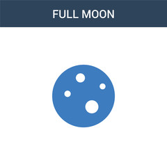 two colored Full moon concept vector icon. 2 color Full moon vector illustration. isolated blue and orange eps icon on white background.