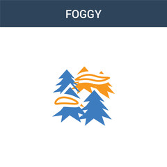 Obraz premium two colored Foggy concept vector icon. 2 color Foggy vector illustration. isolated blue and orange eps icon on white background.