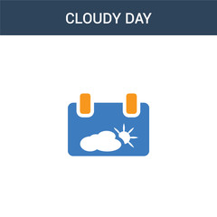 two colored Cloudy Day concept vector icon. 2 color Cloudy Day vector illustration. isolated blue and orange eps icon on white background.