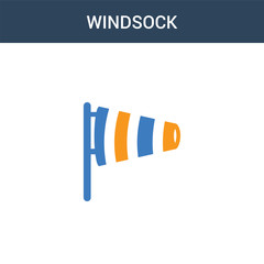 two colored Windsock concept vector icon. 2 color Windsock vector illustration. isolated blue and orange eps icon on white background.