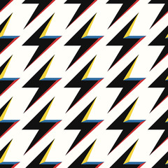 vector modern multi 3 dimension thunderbolt seamless pattern on white