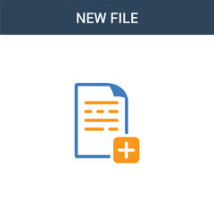 two colored New File concept vector icon. 2 color New File vector illustration. isolated blue and orange eps icon on white background.