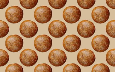 Burger bun pattern on a beige background