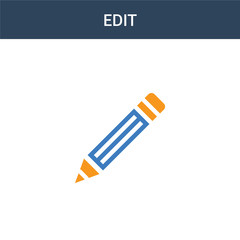 two colored Edit concept vector icon. 2 color Edit vector illustration. isolated blue and orange eps icon on white background.