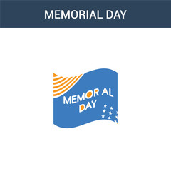 Obraz na płótnie Canvas two colored Memorial Day concept vector icon. 2 color Memorial Day vector illustration. isolated blue and orange eps icon on white background.