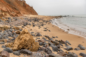 Empty sandy beach on the seaside.