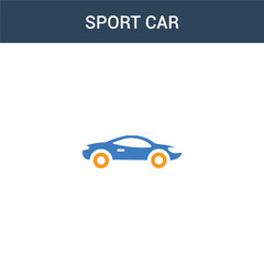 two colored Sport car concept vector icon. 2 color Sport car vector illustration. isolated blue and orange eps icon on white background.