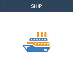 two colored Ship concept vector icon. 2 color Ship vector illustration. isolated blue and orange eps icon on white background.