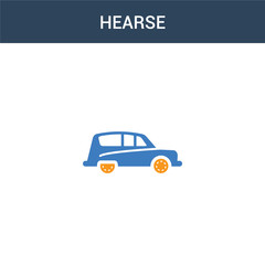 two colored hearse concept vector icon. 2 color hearse vector illustration. isolated blue and orange eps icon on white background.