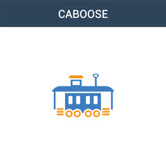 two colored caboose concept vector icon. 2 color caboose vector illustration. isolated blue and orange eps icon on white background.