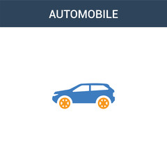 two colored Automobile concept vector icon. 2 color Automobile vector illustration. isolated blue and orange eps icon on white background.
