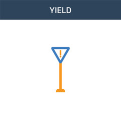two colored Yield concept vector icon. 2 color Yield vector illustration. isolated blue and orange eps icon on white background.