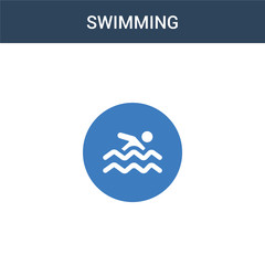two colored Swimming concept vector icon. 2 color Swimming vector illustration. isolated blue and orange eps icon on white background.
