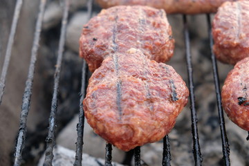 South African Braai Meat on the barbecue grill charcoal fire cooking
