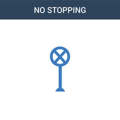 Obraz premium two colored No stopping concept vector icon. 2 color No stopping vector illustration. isolated blue and orange eps icon on white background.