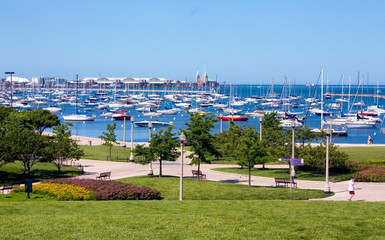 Harbor of Lake Michigan Chicago.