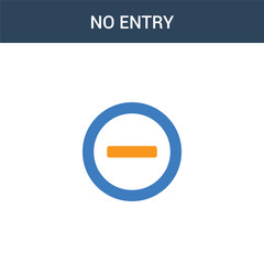 two colored No entry concept vector icon. 2 color No entry vector illustration. isolated blue and orange eps icon on white background.