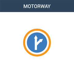 two colored Motorway concept vector icon. 2 color Motorway vector illustration. isolated blue and orange eps icon on white background.